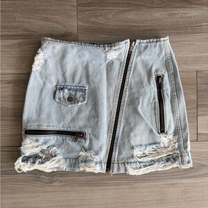 Carmar Light Blue Distressed Mini Skirt